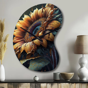 Realistic Sunflower - Asymmetric Metal Wall Clock